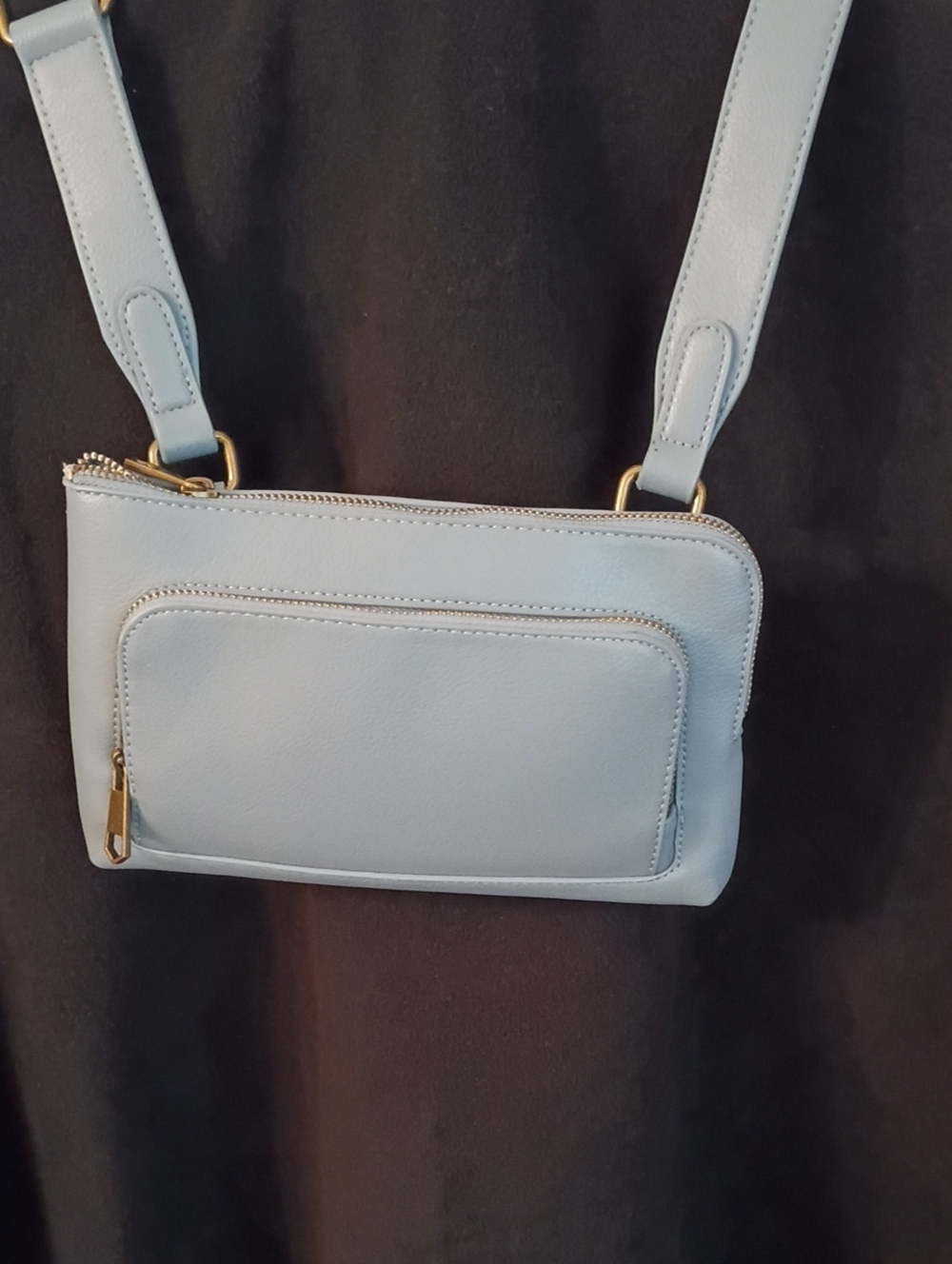 Structured Light Blue Crossbody with Front Pocket
